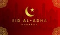 Eid al adha mubarak the celebration of muslim community festival background, banner, greeting design with gradient red and gold Royalty Free Stock Photo
