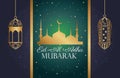 Eid Al Adha Mubarak celebration with taj mahal mosque and lanterns Royalty Free Stock Photo