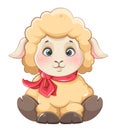 Eid al Adha Mubarak. Cute little cartoon ram