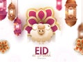 Eid-Al-Adha Mubarak festival celebration poster or card design.