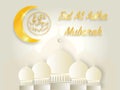 Eid Al Adha Mubarak with golden luxurious crescen,template islamic ornate greeting card. vector illustration Royalty Free Stock Photo