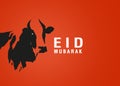 Eid al Adha Mubarak greeting poster concept for restaurant.