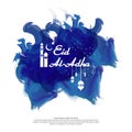 Eid al Adha Mubarak islamic greeting card design. abstract blue watercolor ornament element. background Vector illustration. Royalty Free Stock Photo