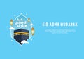 Eid Al Adha mubark. beautiful islamic and arabic background of calligraphy for Muslim Community festival with kaaba, lantern and