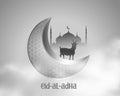 Eid al adha muslim festival with cloud and goat on the moon