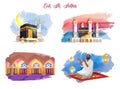 Eid Al Adha Muslim Holiday Thematic Pictures Set