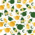 Eid Al Adha seamless pattern with sheep illustration for eid Mubarak Celebration Background.