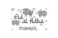 Eid al Adha sign with images of sheep and stars around