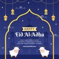 Eid al Adha Template Flat Design Illustration Editable of Square Background Suitable for Social Media or Greeting Card