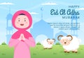 Eid al Adha Template Social Media Flat Cartoon Background Illustration