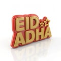 Eid al-Adha text 3D icon isolated on white background Royalty Free Stock Photo