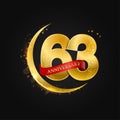 Eid al Adha 63 years anniversary.Pattern with arabic golden, gold half moon and glitter.