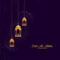 Eid al asha lovely background with golden lamps Royalty Free Stock Photo