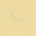 Eid-al-fitr background with golden decorated moon and stars