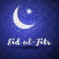 Eid al-Fitr card with a crescent and a silver star