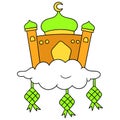 Eid al Fitr the icon of the mosque for Muslim places of worship on the clouds. doodle icon drawing Royalty Free Stock Photo