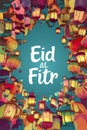 Eid al fitr illustration with Islamic background