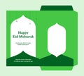 Eid al fitr money envelope for islam great day celebration gift template design with mosque silhouette background . ready to print