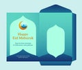 Eid al fitr money envelope for islam great day celebration gift template design. ready to print die cut graphic