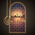 Eid-Al-Fitr mubarak greeting card. Religious holiday