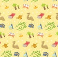 Eid al fitr or ramadan celebration cartoon doodle background for