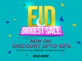 Eid Biggest Sale UPTO 45% Discount Offer Background, Creative Illustration for Muslim Community Festival