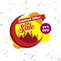 Eid Festival Sale, Offer Design Tag, Sticker with 50% Discount.Sh poster design