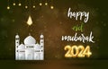 eid 2024 with green and yellow islamic background design1