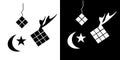 Eid ketupat, hanging diamond, moon and star. ornaments for Eid al-Fitr Muslims.