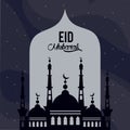 Eid mubarack design with mosque silhouette