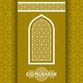 Eid Mubarak Background. Islamic Arabic window. Greeting card