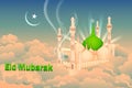 Eid Mubarak background with Islamic Mosque Royalty Free Stock Photo