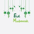 Eid mubarak background with ketupat,crescent and stars for celebrate eid ul fitr or eid ul adha - Vector illustration