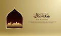 Eid Mubarak Background. Silhouette of Mosque on night scene background Royalty Free Stock Photo