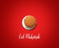 Eid Mubarak-Burger food and white plate shape of eid or Ramadan moon