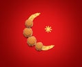 Eid Mubarak-Burgers and french fries food shape of eid or Ramadan moon concept