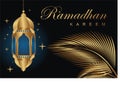 Eid Mubarak Card with Islamic Lantern and coconut tree