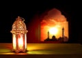 Eid Mubarak cards for Muslim Holidays.Eid-Ul-Adha festival celebration.Arabic Ramadan Lantern .Decoration lamp Royalty Free Stock Photo