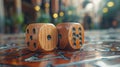 The EID MUBARAK celebration is composed of wood dices. Closeup.