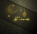 Eid Mubarak concept banner with islamic geometric patterns, crescent moon and star. Ramadan Kareem. Vector illustration Royalty Free Stock Photo