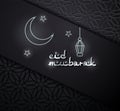 Eid Mubarak concept banner with islamic geometric patterns, crescent moon and star. Ramadan Kareem.  Vector illustration Royalty Free Stock Photo