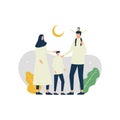 Eid Mubarak flat illustration with characters