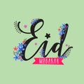 Eid Mubarak floral decorated text on background for Muslim Community Festival