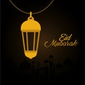 Eid mubarak gold lantern vector design