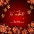 Eid Mubarak greeting Card Illustration. vector Wishing for Islamic festival for banner, poster, background, flyer,illustration