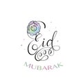 Eid Mubarak greeting card with lettering calligraphy
