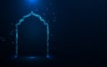 Eid Mubarak greeting Card. Ramadan Kareem background. Mosque door