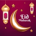 eid mubarak greeting with 3D stars latern