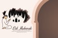Eid Mubarak Greetings for Eid Al Adha and Al Fitar, Vector Illustration