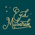 Eid Mubarak hand drawn lettering, for greeting card, banner design